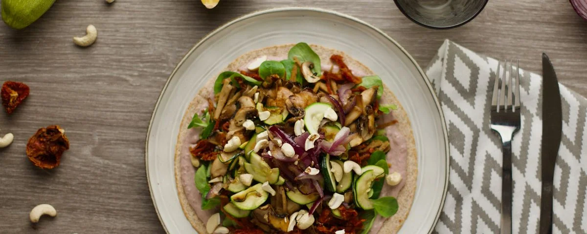 Recipe kit Seitan wrap with portobellos and kalamata mayonnaise